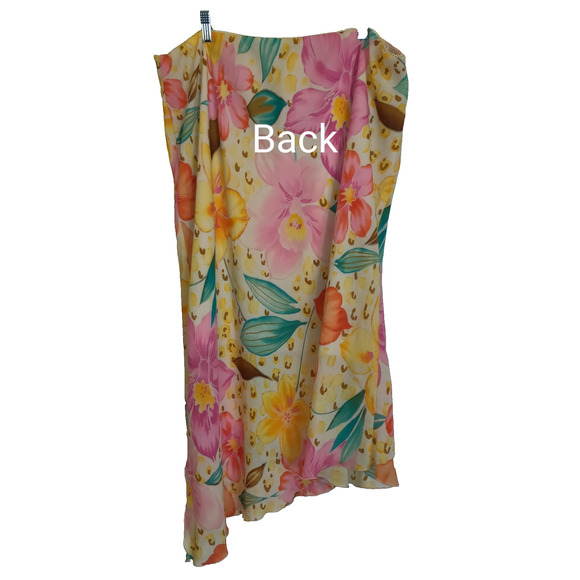 Ashley Stewart Yellow Skirt PLUS Sz 22 Floral Assymetrical Sheer Lined Flowy - Picture 4 of 16